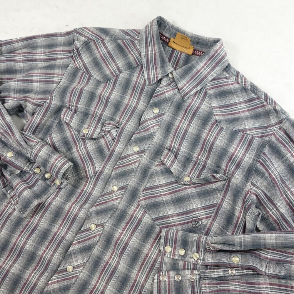 Ariat Shirt Mens Medium Gray Button Down Cowboy Outdoors Pearl Snap Rodeo